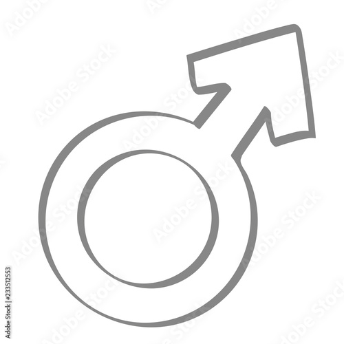 Handgezeichnetes Symbol für männlich in grau