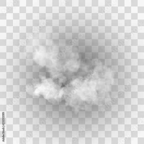 Transparent special effect stands out with fog or smoke. White cloud vector, fog or smog.