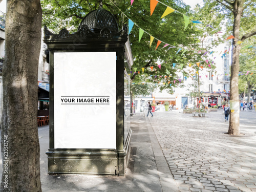 Vászonkép Outdoor newspaper kiosk advertisement billboard mockup