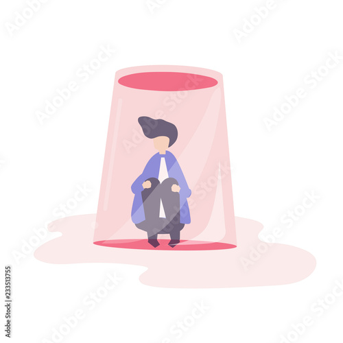 Character of a businessman feeling small and trapped illustration