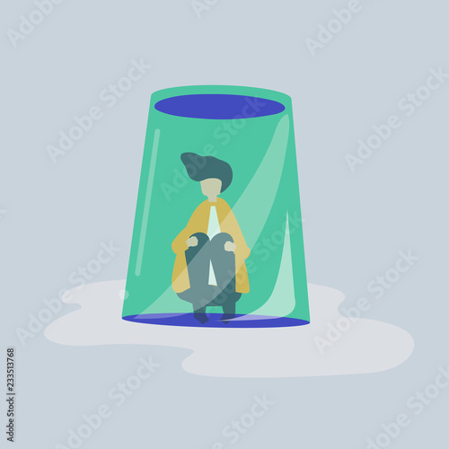 Character of a businessman feeling small and trapped illustration