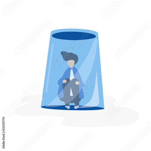 Character of a businessman feeling small and trapped illustration