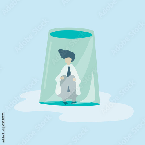 Character of a businessman feeling small and trapped illustration