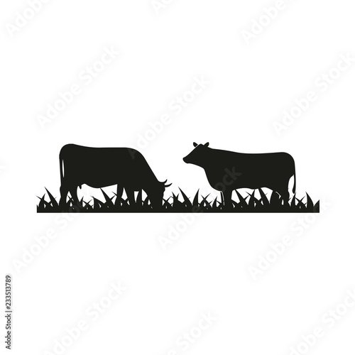 Cattle silhouette graphic design template vector illustration