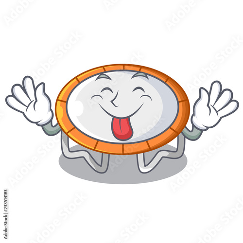 Tongue out isolate on trampoline transparent shape mascot