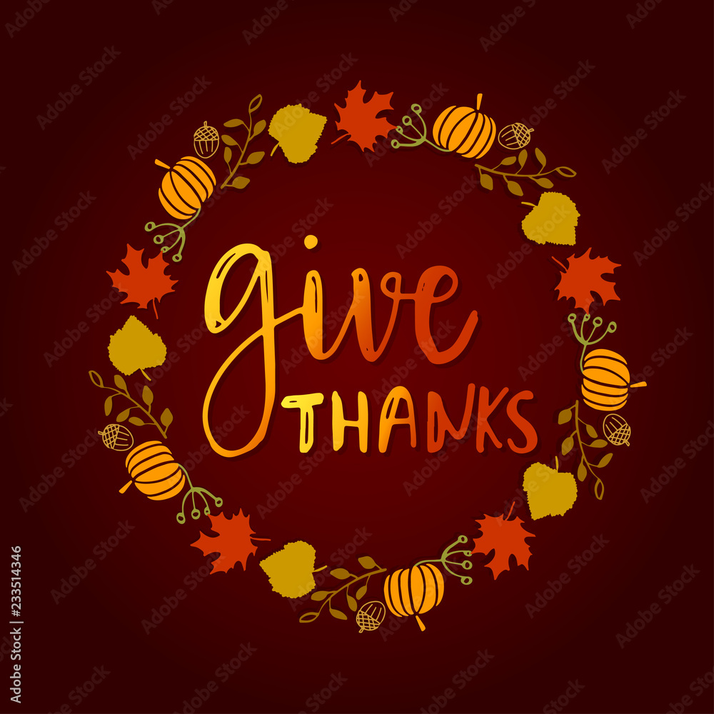 Give thanks season hand drawn vector