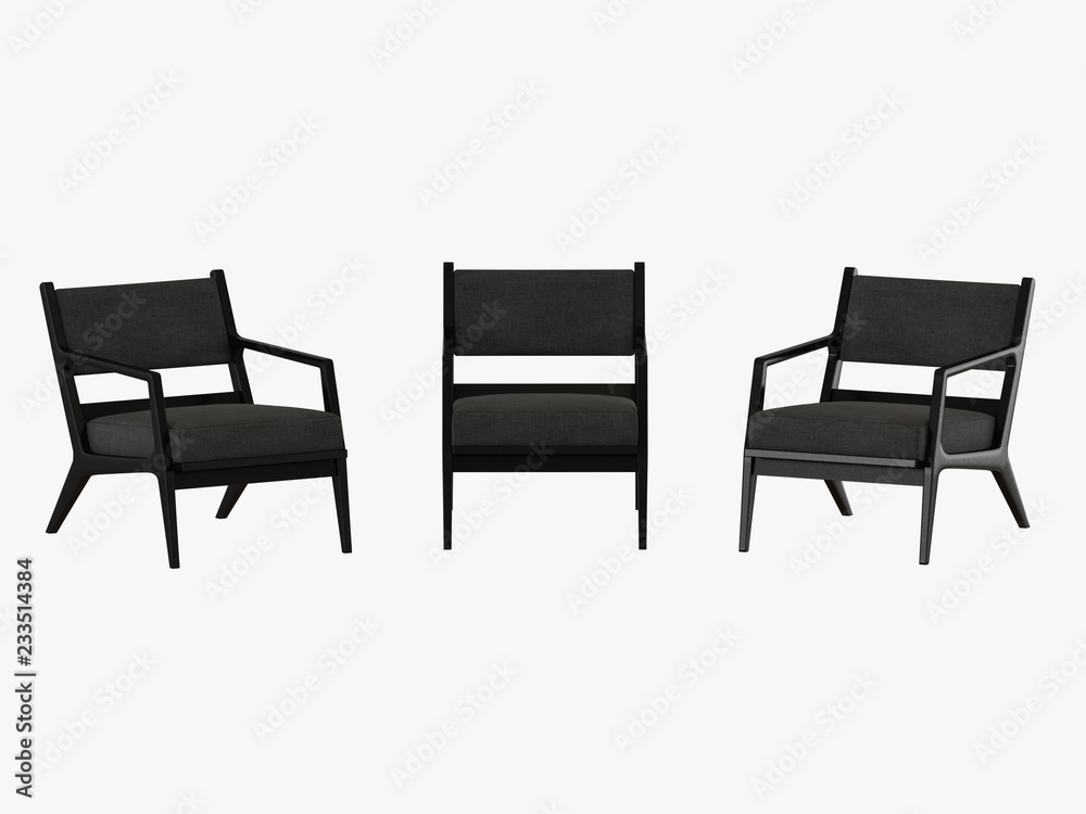 Fototapeta premium Three gray armchair 3d rendering