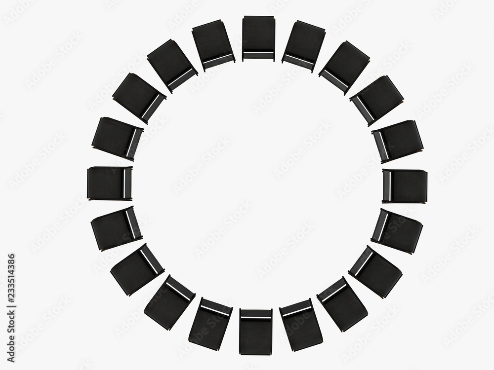 Gray armchair stay a round top view 3d rendering Gray armchair stay a round top view 3d rendering