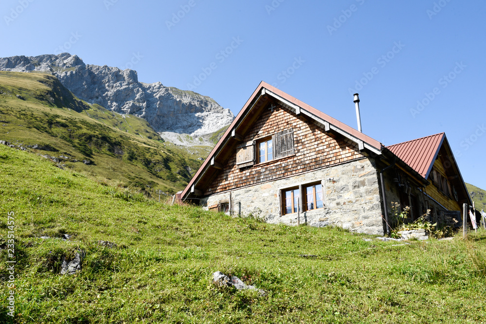 Chalet at Furenalp over Engelberg on the Swiss alps