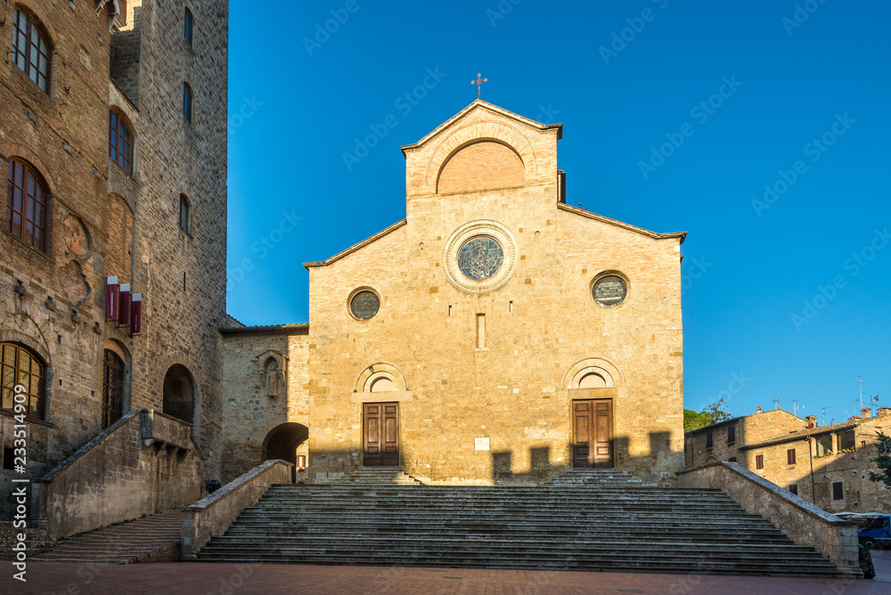 View at the Cathedral of Santa Maria Assunta at the Place of Duomo in San Gimignano - Italy