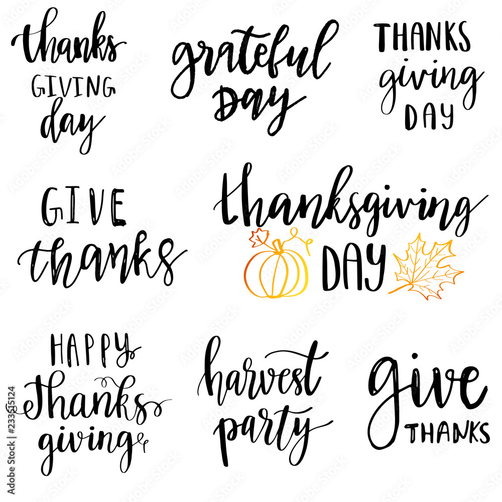 Thanksgiving day typography set.