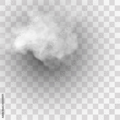 Transparent special effect stands out with fog or smoke. White cloud vector, fog or smog.