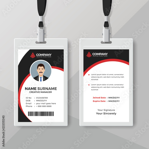 Stylish ID card design template with red details