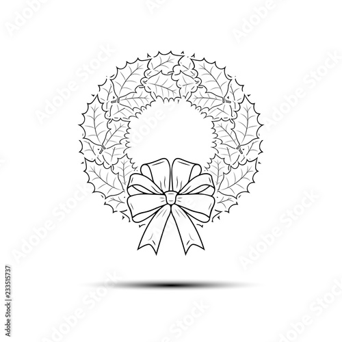 Christmas wreath icon, isolated on the white background, vector
