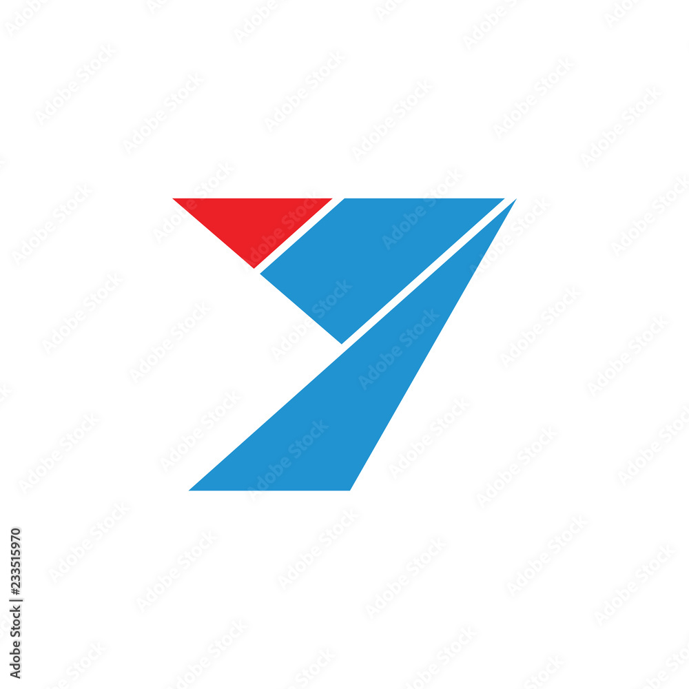 Fototapeta premium number 7 geometric arrow logo vector 