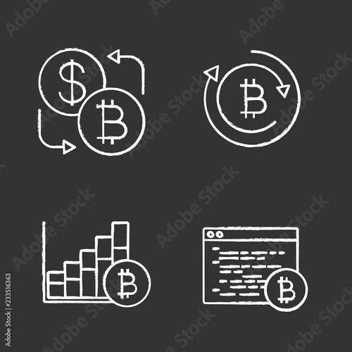 Bitcoin cryptocurrency chalk icons set © bsd studio