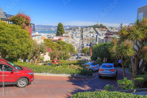 Lombard street classic interesting monument you must see and drive through in San Francisco