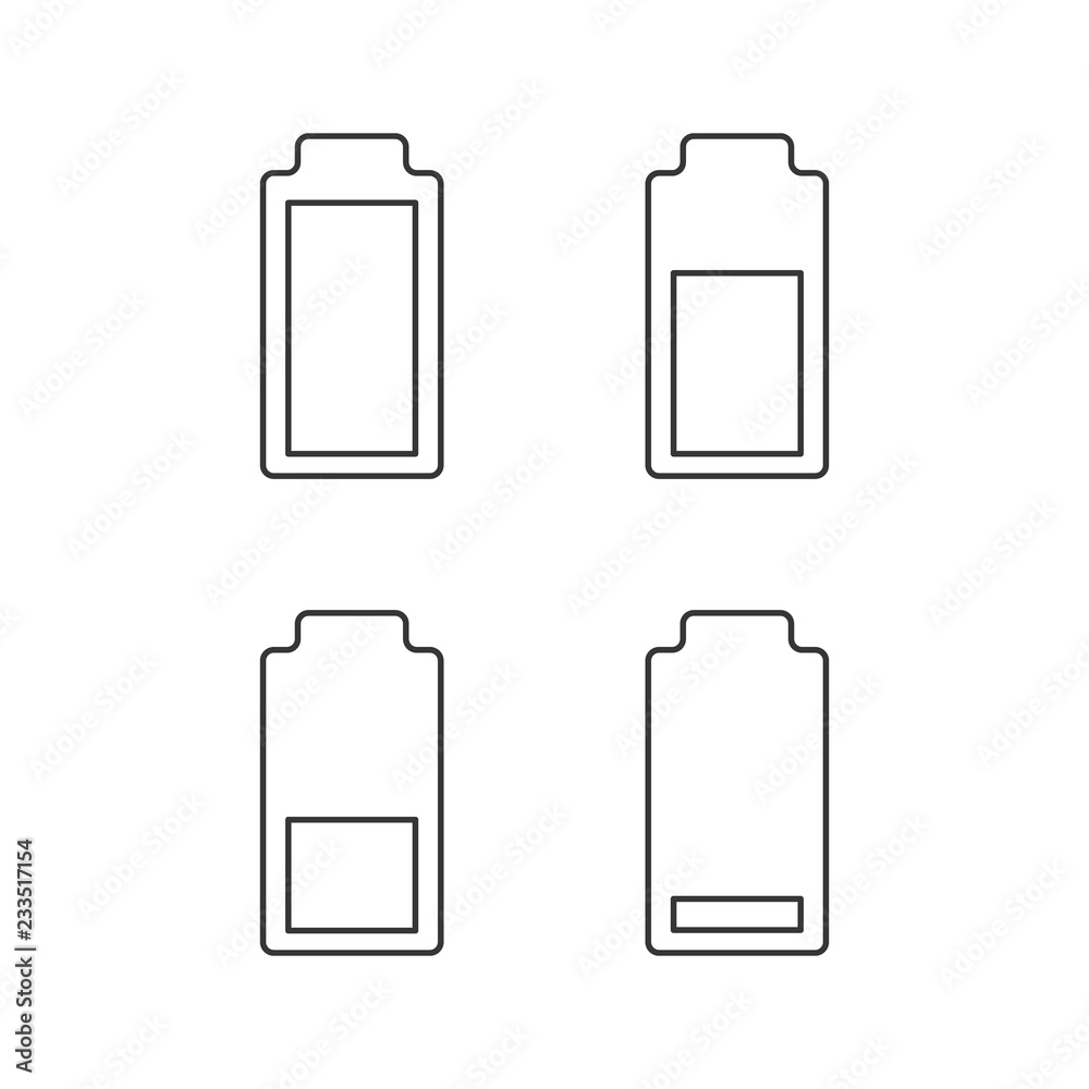 Battery charging linear icons set Battery charging linear icons set