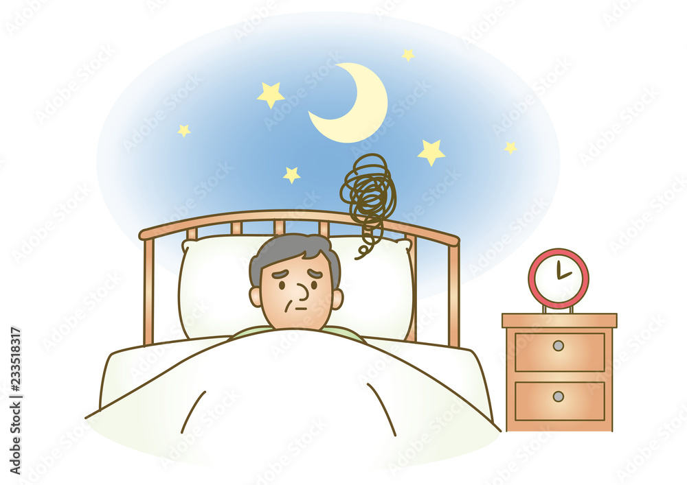 医療イラスト 高齢者 不眠症 Stock Vector Adobe Stock