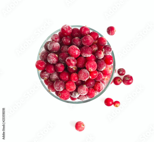 frozen cranberries isolated