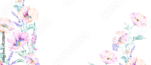Elegant watercolor pink rose and peony flower