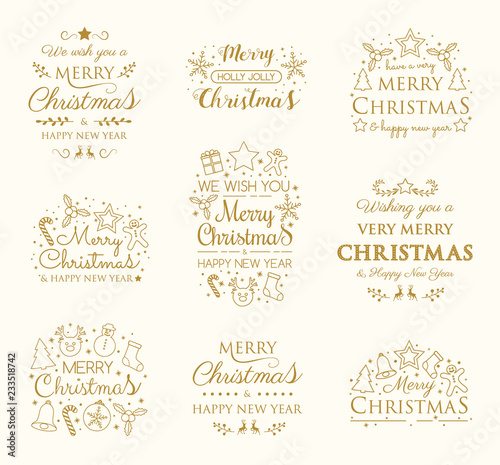 Christmas banners with ornaments and greetings - collection. Vector. © Karolina Madej
