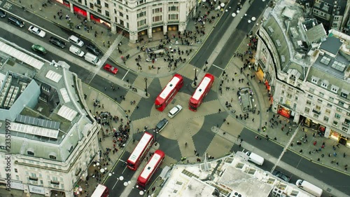 Aerial view of buildings around Oxford Circus London UK