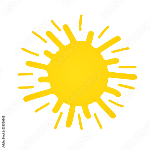 Hand drawn shinny sun. Vector