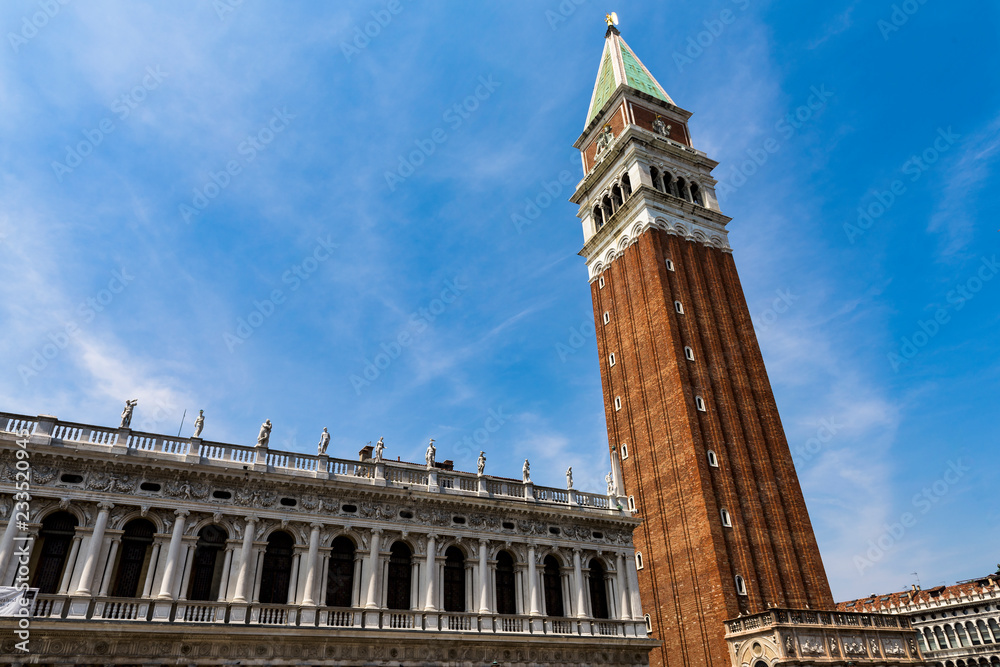 St Marks Bell Tower - Campanile; Venice, located in the Piazza San Marco. It is one of the most recognizable symbols of the city.