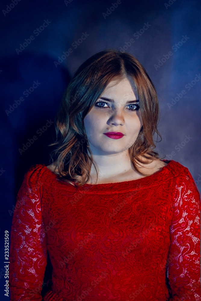 Fototapeta premium Fashion photoshoot on a dark background