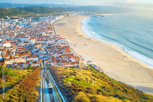 Nazare skyline, funicular beach Portugal photo