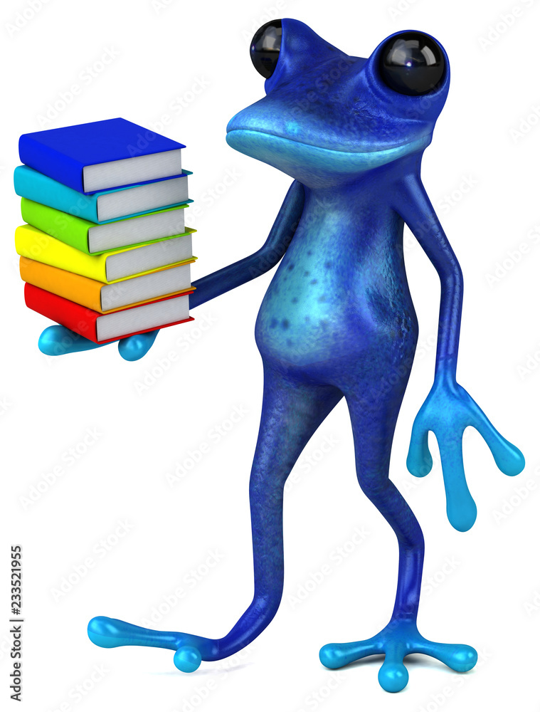 Fun blue frog - 3D Illustration