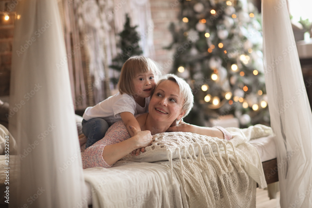 mom and child down syndrome together Christmas mom and child down syndrome together Christmas