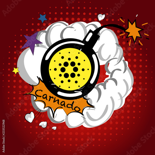 Cryptocurrency icon with retro comic style on Green background:Carnado icon