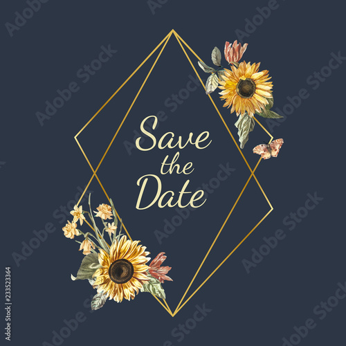 Save the date wedding invitation mockup vector
