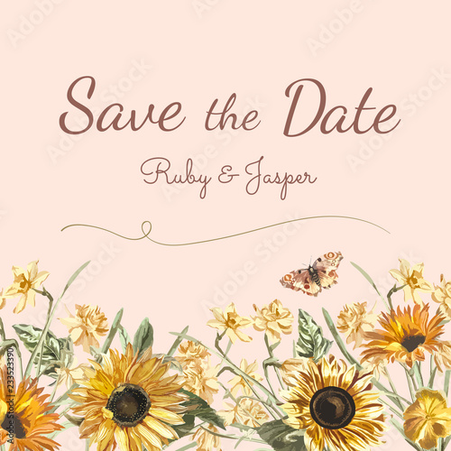 Save the date wedding invitation mockup vector