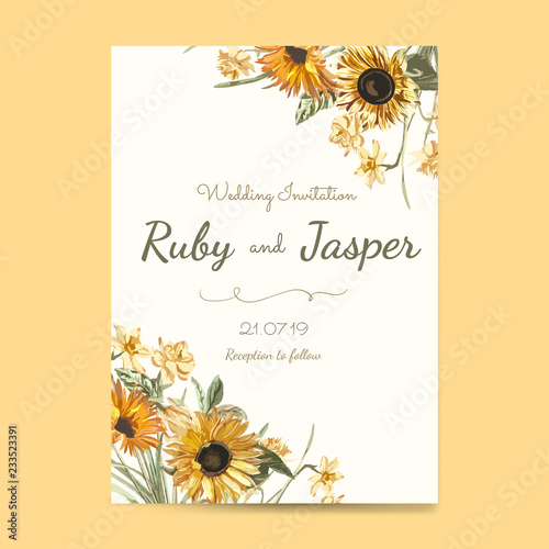 Wedding invitation card mockup vector
