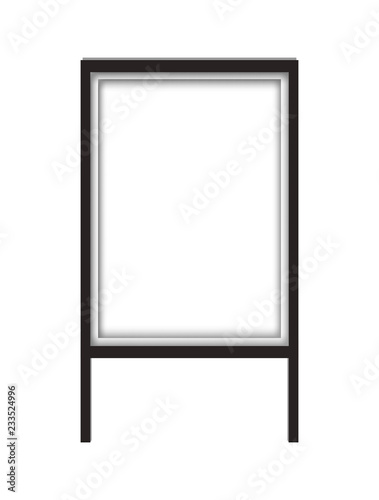 Vector illustration of blank black double sided sandwich advertising stand board. Frame sign isolated on a white background.