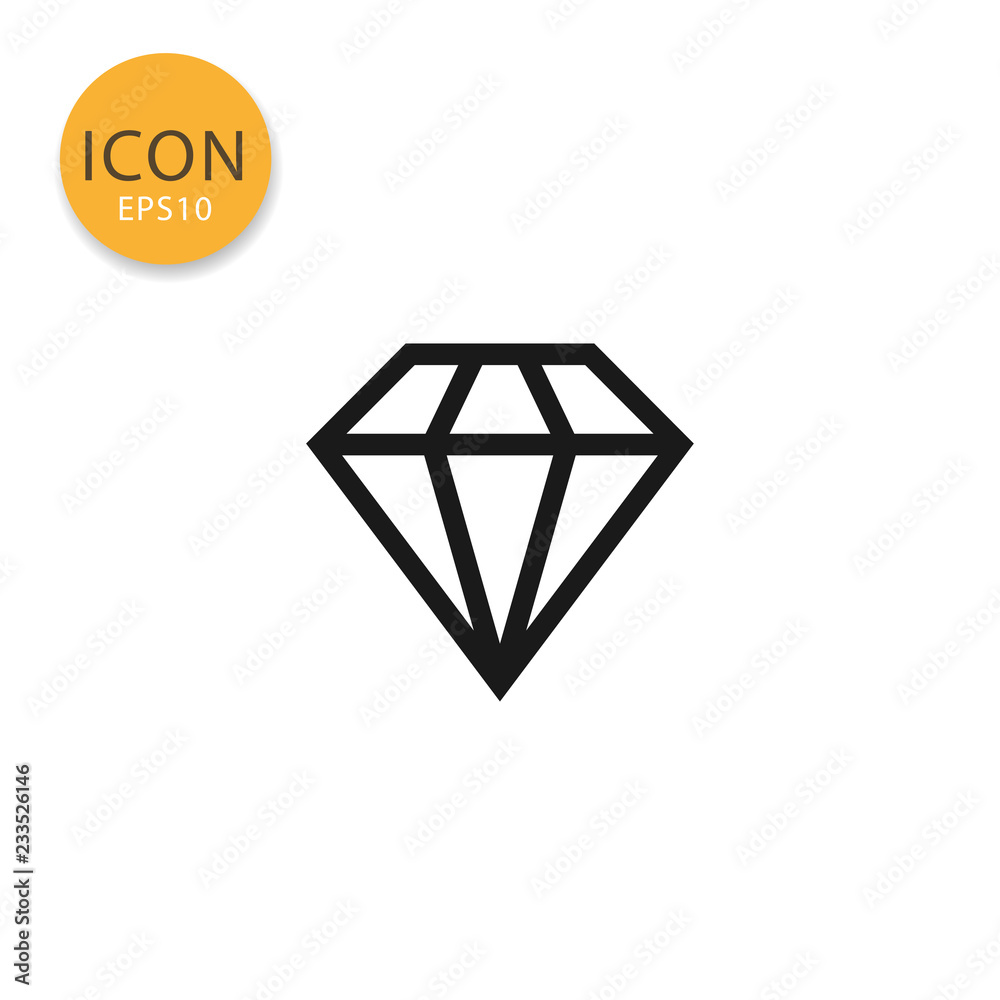 Diamond icon isolated flat style. Diamond icon isolated flat style.