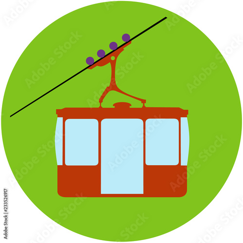 Transportation, ski lift icon. Vector illustration of cabin, ski, mountain transport sign, symbol.