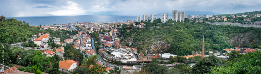 Very large panoramic view of Rijeka town. Croatia
