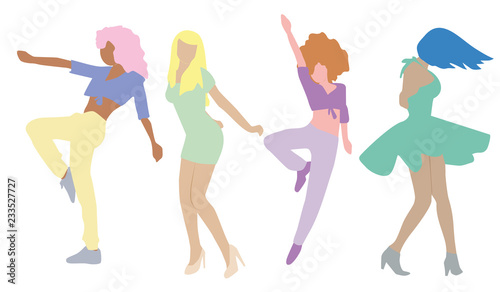 Dancing girl isolated on white background. Vector illustration.