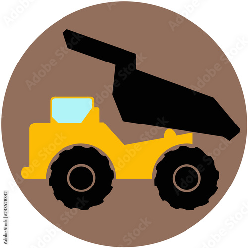 Tipper truck icon. Vector illustration of tipper, transport sign, symbol.