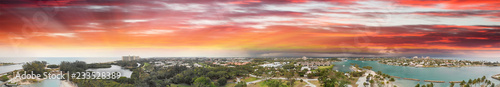 Aerial view of Jupiter coastline at sunset, Florida