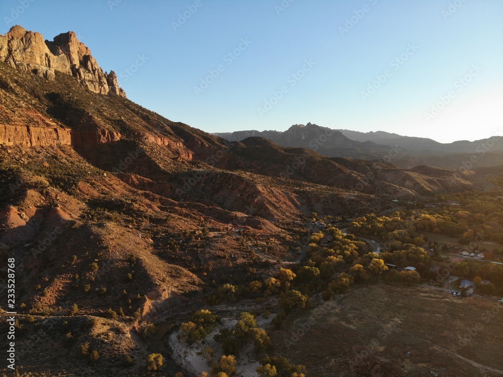 Obraz premium Zion park at sunset