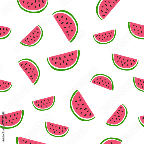 Seamless background with watermelon slices. Vector illustration.