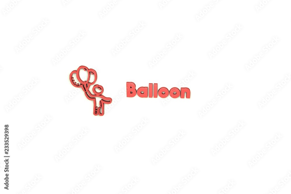 Text Balloon with red 3D illustration and light background Text Balloon with red 3D illustration and light background