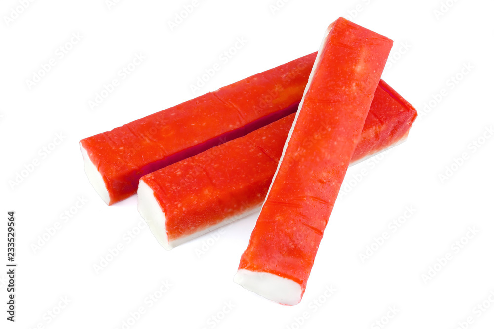 crab sticks on white background crab sticks on white background