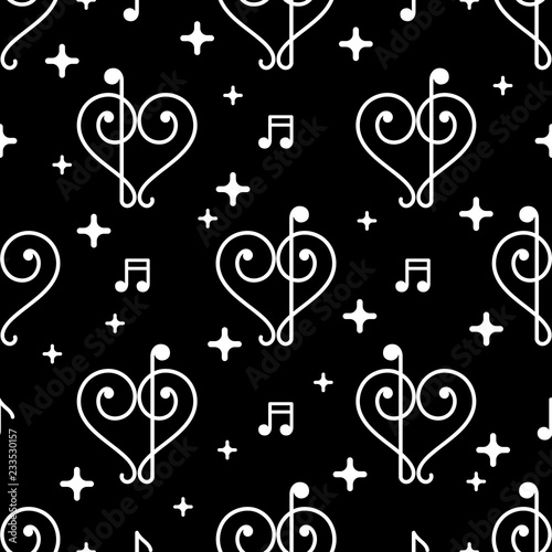 Vector Music Notes Black Pattern