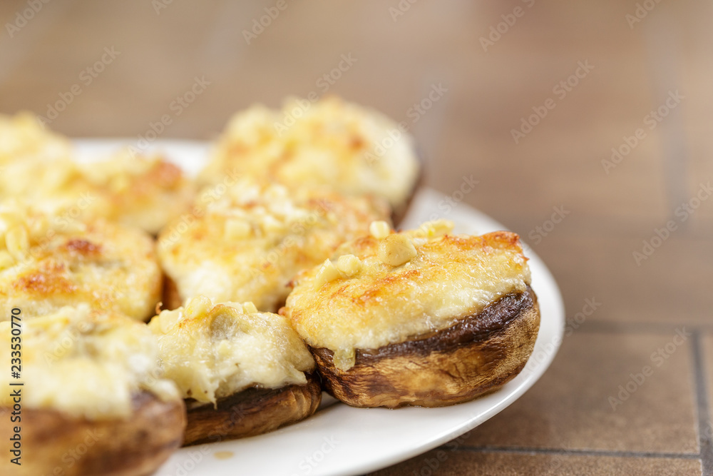Mushrooms stuffed with crab and cheese baked Mushrooms stuffed with crab and cheese baked